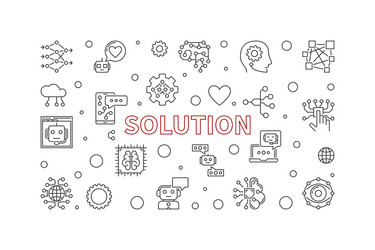 solution thin line horizontal banner - ai vector