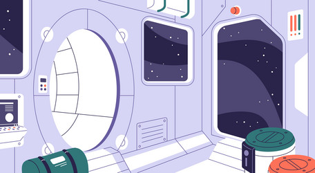 Spaceship interior inside space ship station vector