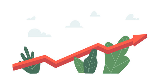 Financial chart with moving up red arrow graph vector