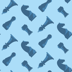 seamless pattern with blue chess pieces vector