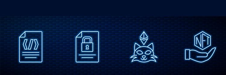 set line nft digital crypto art binary code vector image
