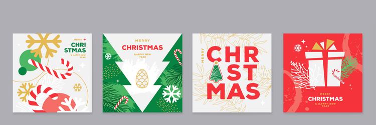 set of christmas holiday typography greeting cards vector image