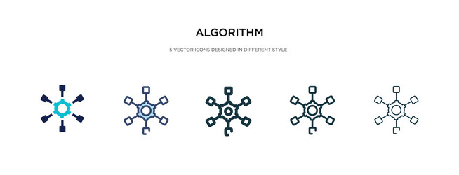 algorithm icon in different style two colored vector image