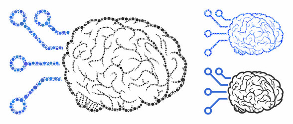 brain computer interface mosaic icon spheric vector image