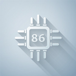 paper cut computer processor with microcircuits vector image