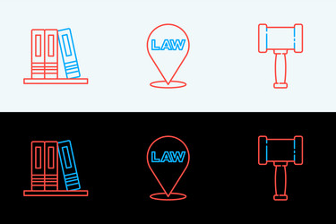 set line judge gavel office folders and location vector image