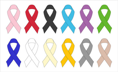 Six awareness ribbons Royalty Free Vector Image
