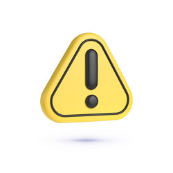 caution 3d on white background yellow button vector image