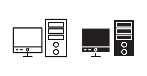 computer icon set in thin line for web vector image