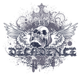 Grunge Skull T-Shirt Graphic Vector Image