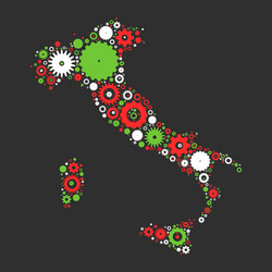 italy map silhouette mosaic of cogs and gears vector image