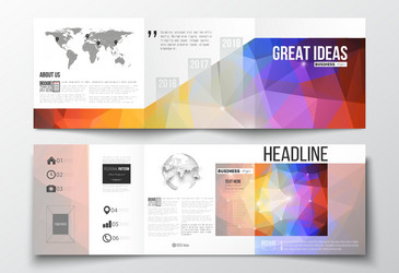 Set of tri-fold brochures square design vector