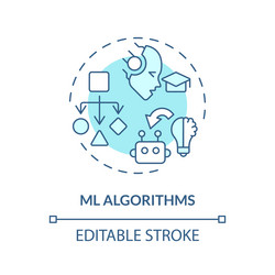 2d customizable thin line icon ml algorithms vector image