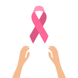 hands reaching for the pink ribbon vector