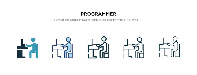 programmer icon in different style two colored vector image