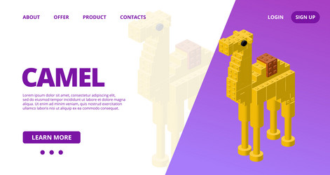web template with a camel vector image