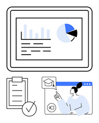 data analysis checklist and e-learning concept vector image