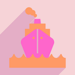 flat with shadow icon and mobile application boat vector image