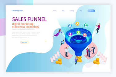 isometric online funnel generation sales customer vector