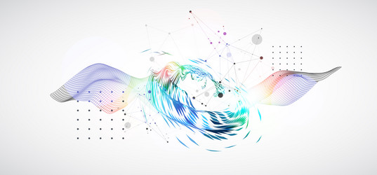 wireframe wave with swirling pattern of colored vector image