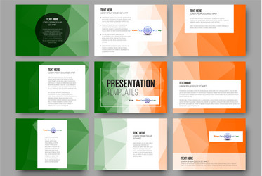 Set of 9 templates for presentation slides happy vector