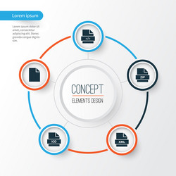 types icons set collection of ico page xml vector image