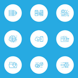 connection icons line style set with system vector image