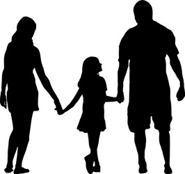 Family Silhouette Walking Together Vector Image