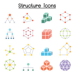 structure icon set in flat color style vector image