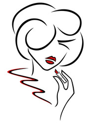 Woman Applying Red Lipstick Vector Image