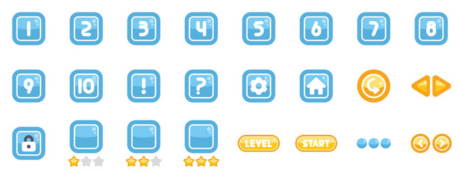 colorful set of buttons with numbers and icons vector image
