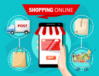 Flat design with e-commerce and online shopping vector