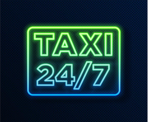 glowing neon line map pointer with taxi icon vector image