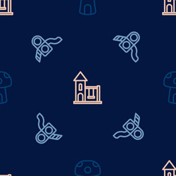 set line mushroom house slide playground vector image