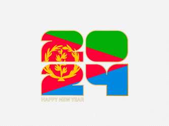 abstract numbers 2024 with flag of eritrea vector image