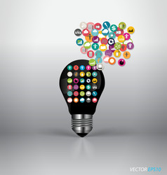 Bulb with cloud of colorful application vector