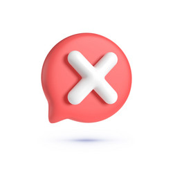 close delete button 3d on white backdrop vector image