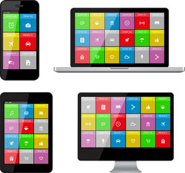 isolated gadgets with ui and web icons vector image