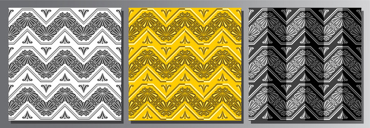 Seamless damask pattern gold on black and animal Vector Image
