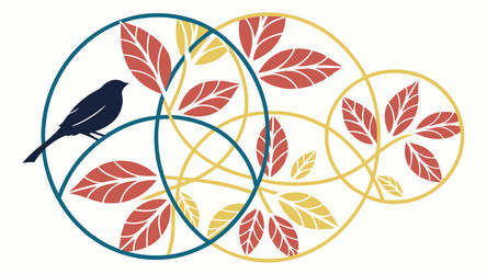 abstract bird and circular geometric pattern vector image