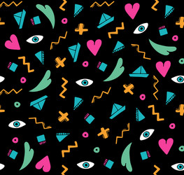 Black doodle seamless pattern vector