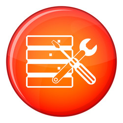 database with screwdriverl and spanner icon vector image