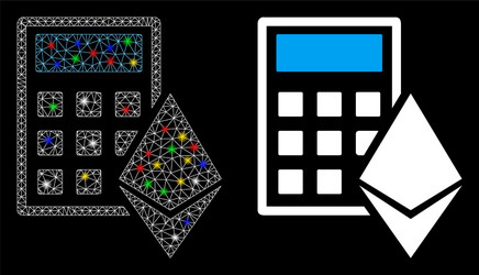 flare mesh wire frame ethereum calculator icon vector