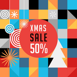 Merry christmas geometric background sale poster vector