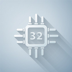 paper cut computer processor with microcircuits vector image