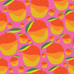 tropical mangos with leaves seamless vector