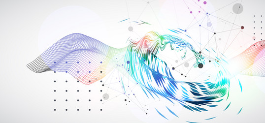 wireframe wave with swirling pattern of colored vector image