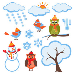 cute winter set vector