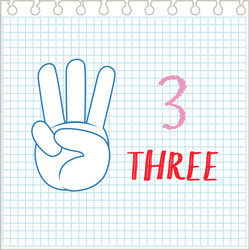 hand gesture number notebook background vector image