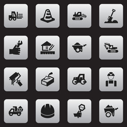 set of 16 editable building icons includes vector image